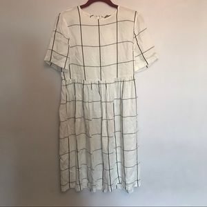 NWOT white dress with black and grey lines